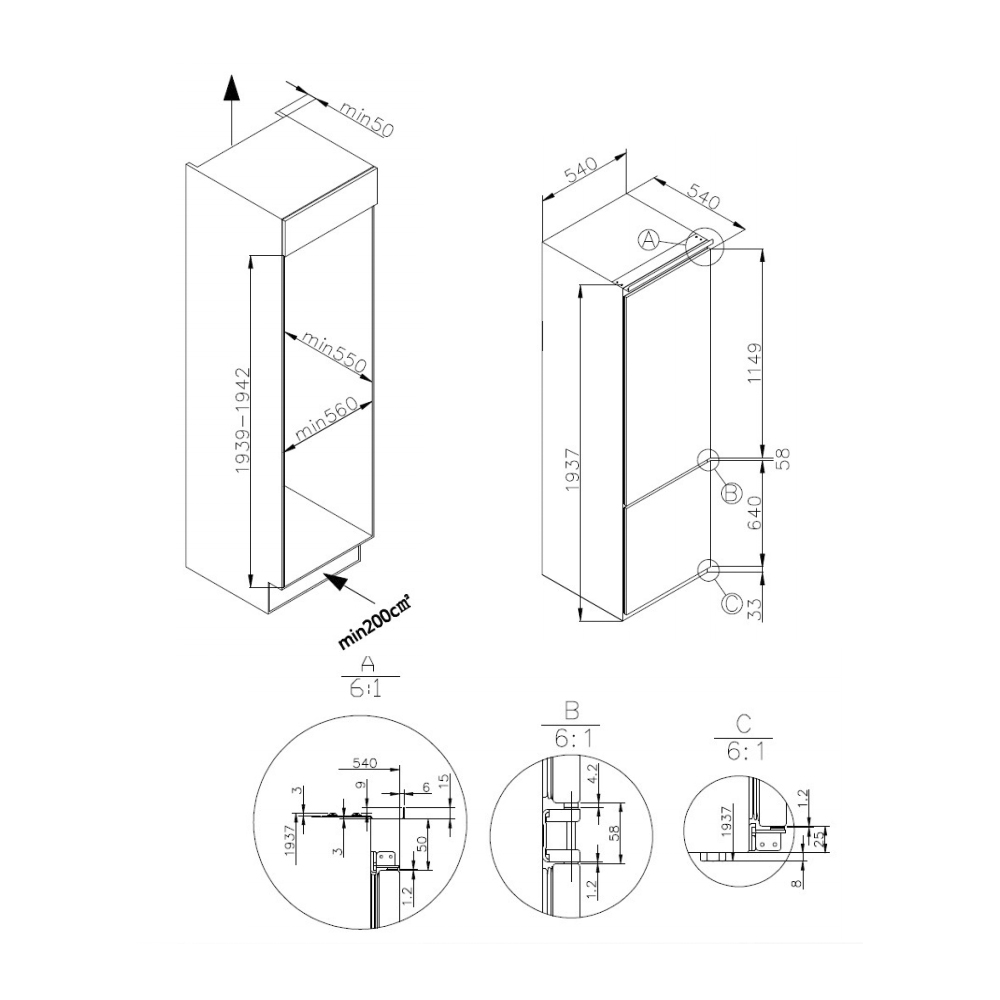 Gorenje rki2181a1 встраиваемый холодильник схема встраивания